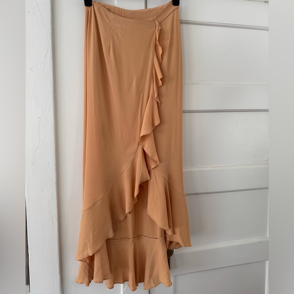 NWT WeWoreWhat Swim Malia Wrap Skirt in Maple Sugar – Size Small - Picture 3 of 10